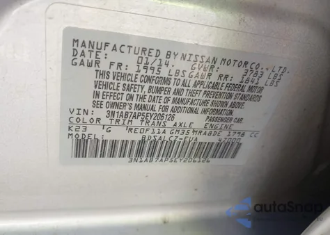 2014 Nissan Sentra S from USA, damaged, VIN 3N1AB7AP5EY206126